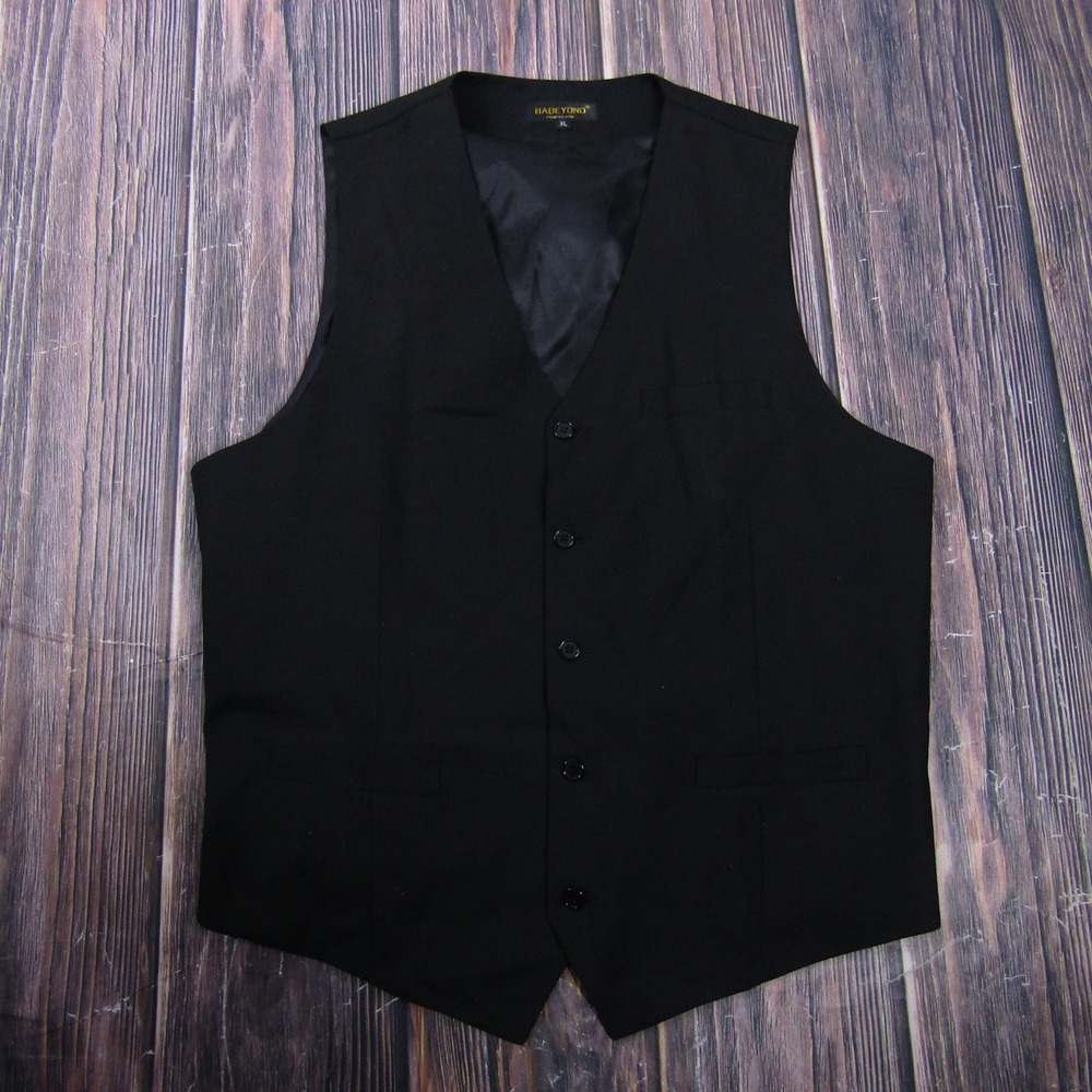 BABEYOND Vest Mens XL Black Quilted Microfiber Lined Pockets Belted Button